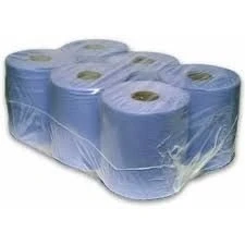 Image of 36 ROLLS BLUE PAPER WIPE CENTRE FEED TOWEL 2 PLY 150M EMBOSSED GIVES BETTER ABSORBENCY by MHS