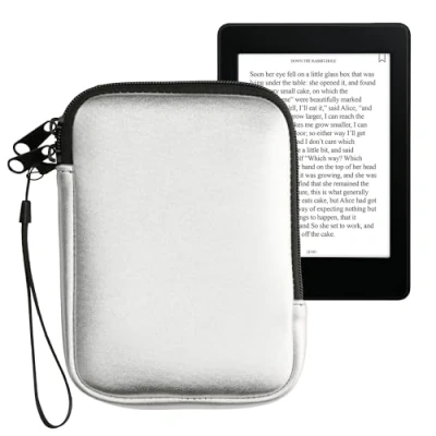 Image of kwmobile Neoprene e Reader Pouch Size 6&quot; eReader Universal eBook Sleeve Case with Zipper Silver