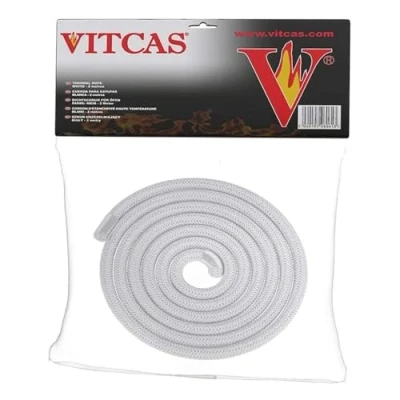 Image of VITCAS 6mm (2M) Pack White Stove Rope Heat Resistant Fire Elastic and Durable Braided Jointing Gaketing