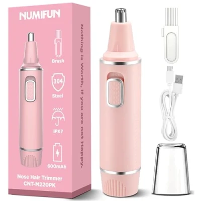 Image of Painless Nose Hair Trimmer for Women Rechargeable 2024 Upgrade Ladies Dual Edge Blades with IPX7 Waterproof,Powerful Motor,Easy Cleansing,Pink