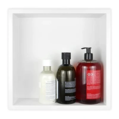 Image of Bernkot White Shower Niche 304 Stainless Steel Recess 30 x 10 cm Wall No Tiles Required Over Mounted Installation