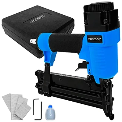 Image of MONZANA® 2in1 Pneumatic Brad Nailer Stapler Kit Compressed Air Powered Tools Tacker Staple Gun with 100x 32mm Nails, Staples Carry Case Rubberised Handle