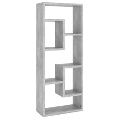 Image of vidaXL Wall Mounted Shelf, Floating Display Storage Unit, Engineered Wood, Concrete Grey Indoor Decoration for Office, Living Room, Bedroom, 36x16x90 cm