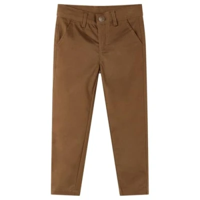 Image of vidaXL Kids&#039; Pants Toddler Trousers Bottom with Pockets Comfortable and Durable Material Cognac Colour Size 128 (Suitable for 7 8 Years Old)