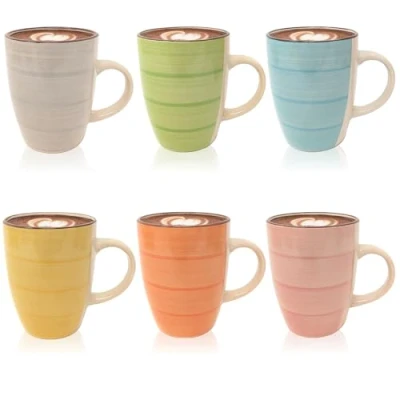 Image of COM FOUR® 4X Ceramic Coffee Mug in Modern Design Pot for Cold and hot Beverages 260 ml (04 Pieces Blue/Green/Pink/Beige)