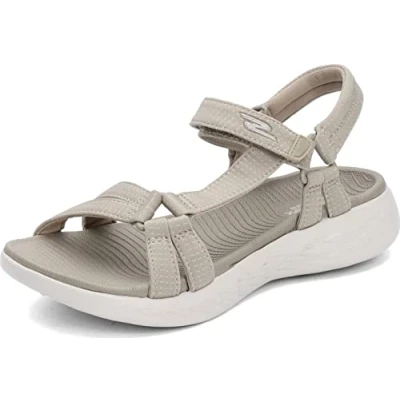 Image of Skechers Women&#039;s Go 600 Brilliancy Sport Sandal, Natural, 3 UK