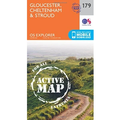 Image of Gloucester, Cheltenham &amp; Stroud Map Weatherproof Cotswold Way Ordnance Survey OS Explorer Active 179 England Walks Hiking Maps Adventure