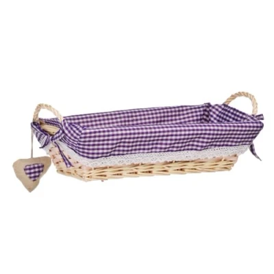 Image of Premier Housewares Purple Gingham Lining Rectangle Willow Basket