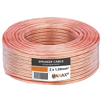 Image of MANAX SC2150T 10 Speaker Cable 2 x 1.50 mm² CCA (Speaker Cable/Audio Cable) Ring m Transparent