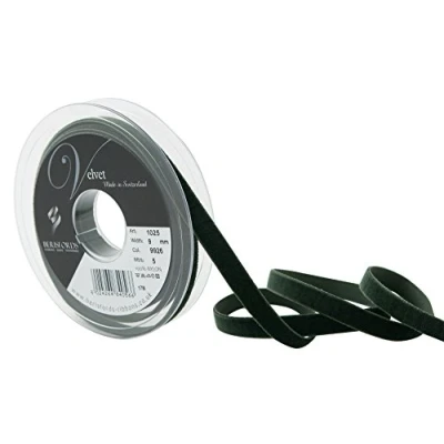 Image of Berisfords Velvet Ribbon, Olive, 10.2 x 1.5 cm