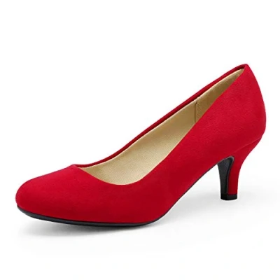 Image of DREAM PAIRS Women&#039;s LUVLY Court Shoes Sandals Bridal Wedding Party Low Heel Pump LUVLY,Size 5,Red,LUVLY