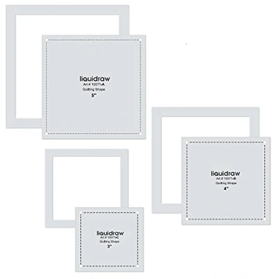 Image of Liquidraw Quilting Templates &amp; Rulers for Patchwork Acrylic Stencils Set of 3 Hexagon, Hearts, Square Stars (Square 3)