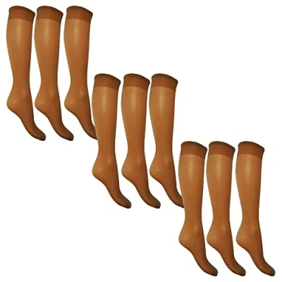 Image of 15 Denier Sheer Knee Highs Natural 9 Pairs (3 Packs)