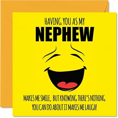 Image of Funny Birthday Cards for Nephew Make Me Smile Joke Happy Card from Auntie Uncle, Banter Gifts, 145mm x Greeting Gift