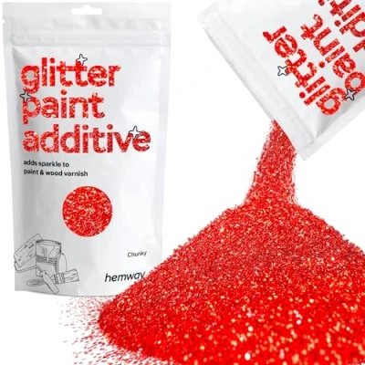 Image of Glitter Paint for Walls Red Additive Emulsion Latex Acrylic Sparkles Chunky Interior Painting 100g / 3.5oz