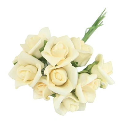 Image of Bundles of 12 Mini Foam Rose Bunches! Bulk Wholesale Artificial Flowers Craft[Peach,1 Bunch]
