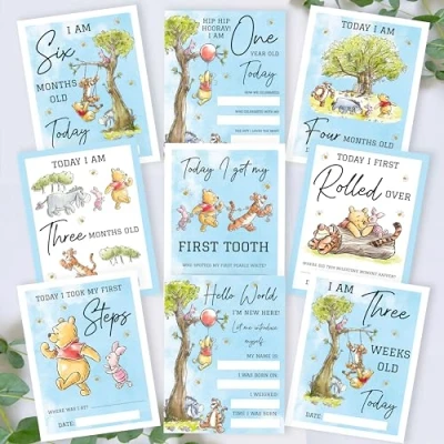 Image of Baby Bear Milestone Cards Classic First Year Memory Set Ideal New Boy Gift Cherished Keepsake Collection