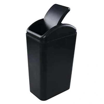 Image of Jandson Black Swing Dustbin, Slim Waste Bin for Narrow Space, 14 Liter