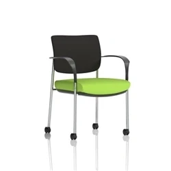 Image of Brunswick Deluxe Black Fabric Back Chrome Frame Seat Green + Arms