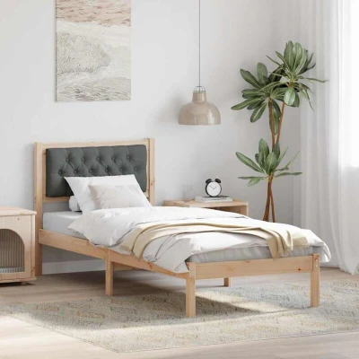 Image of vidaXL Bed Frame with Headboard Dark Grey 90 x 200 cm Fabric