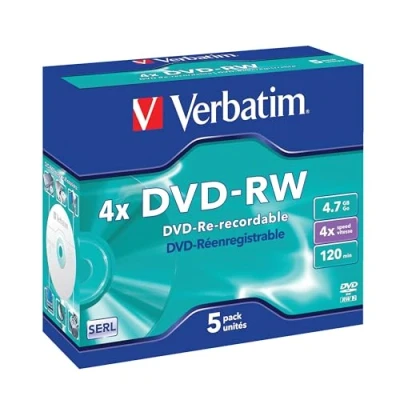 Image of Verbatim DVD RW 4X 4.7GB (5 Pack)
