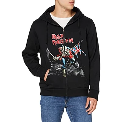 Image of Iron Maiden Men&#039;s Scuffed Trooper Zipped Hood Hoodie, Black, Medium