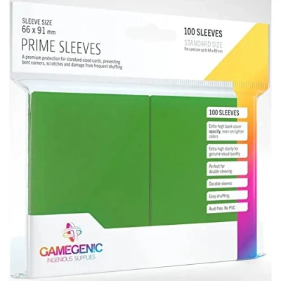 Image of Gamegenic Prime Sleeves (100 Pack) 66 x 91mm Standard, Trading Card Accessory, Matte Green