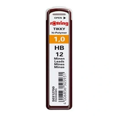 Image of rOtring Lead Refills Hi Polymer for Fine Mechanical Pencils 1.00mm HB (12 Leads)