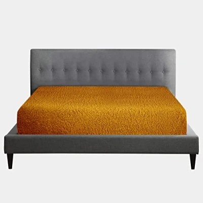 Image of GC GAVENO CAVAILIA Teddy Fleece Fitted Sheet Single, Super Soft Bottom With Elasticated Corners, Warm &amp; Cozy Polycotton Bed sheets, Ochre