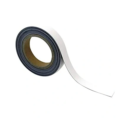 Image of Magnetic Steel Easy Wipe Tape, Thin &amp; Flexible, Cut to Fit Strip, Strong High Visible Identification, Suitable For All Non Surfaces White H.30mm x W.10M