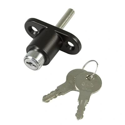 Image of Amig Security Lock for Sliding Windows Mod.45 Overlap with 2 Keys + Screws Installation Steel Black Finish Measurements: 53 x 23 mm