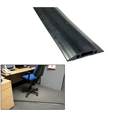 Image of Rubber Cable Floor Cover Protector Trunking Black 82mmx12 1m