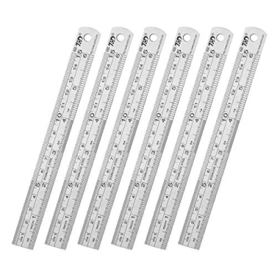 Image of Ruler Metal Straight Edge Stainless Steel 6 Inch Set Rulers Bulk Pack