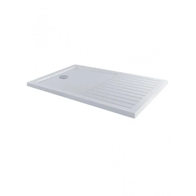 Image of Milano Lithic White Low Profile Rectangular Shower Drying Tray 1400mm x 900mm