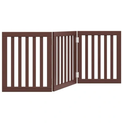 Image of vidaXL Dog Gate Foldable 3 Panels Brown 150 cm Poplar Wood
