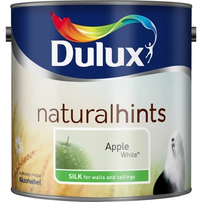 Image of Dulux Silk Emulsion Paint For Walls And Ceilings Apple White 2.5 Litres