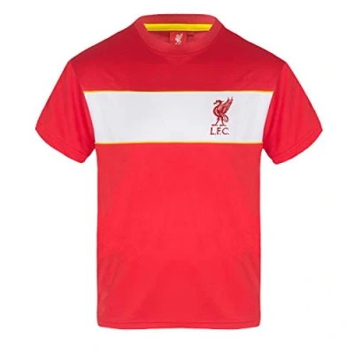 Image of Liverpool FC T Shirt Boys Poly Official Gift Red White Stripe 4 5 Years