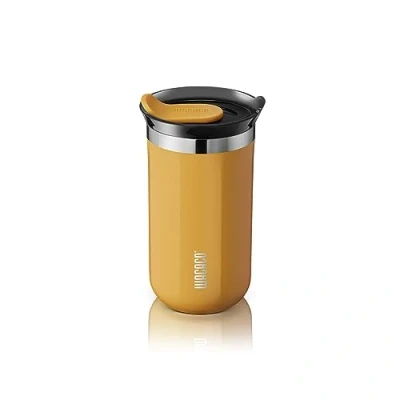 Image of WACACO Octaroma Lungo Vacuum Insulated Coffee Mug, Double Wall Stainless Steel Travel Tumbler with Drinking Lid, 10 fl oz(300ml), M Size, Yellow