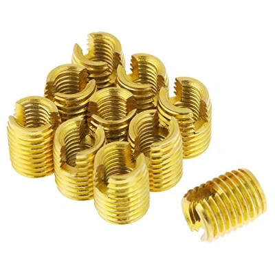 Image of Hilitand 10 Pcs M8 * M5 *10mm Metal Self Tapping Threaded Insert Nuts 302 Slotted Type Screw Bushing For Rail Car Industry Construction Machinery Thread Repair