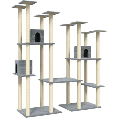 Image of vidaXL Cat Tree with Sisal Scratching Posts Light Grey 174 cm