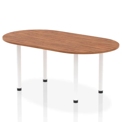 Image of Impulse 1800mm Boardroom Table Walnut Top White Post Leg