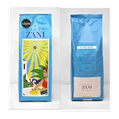 Image of CAFFÈ Z&#039;ANI SUPER CREMA Whole Espresso Coffee Beans 1kg GREAT TASTE 2 STAR Arabica/Robusta Italian Blend Dark Roast for All Machines