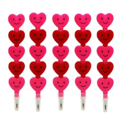 Image of 5 Pieces Stackable Pencils Plastic Smile Heart in 1 Stacking Colored Party Favors for School Classroom Incentives Favor Supplies(Red and Pink)