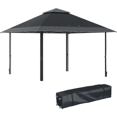 Image of Outsunny 4 X 4m Outdoor Pop Up Canopy Tent Gazebo FCM Legs and Bag Grey