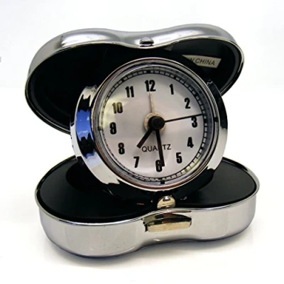 Image of County Engraving Personalised Engraved Silver Plated Heart Shaped Travel Alarm Clock Enter Your Own Custom Text