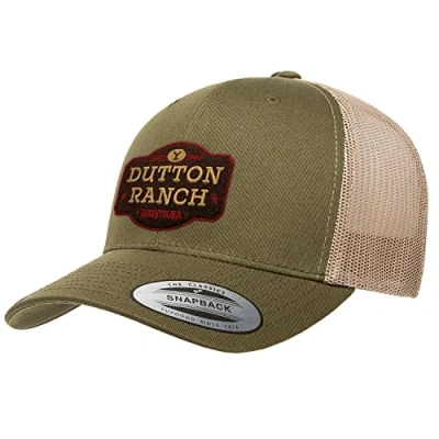 Image of YellowStone Officially Licensed Dutton Ranch Premium Trucker Cap (Olive Khaki), One Size