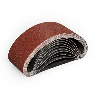 Image of Sruhrak 75X457mm Abrasive Sanding Belt Set 10 Pack 60 Grits Sandpaper Belts for Portable Sander