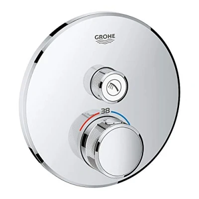 Image of GROHE Grohtherm Smartcontrol Thermostat for Shower, with Concealed Installation and One Valve Round Shape, Chrome Finish, Made In Germany By Eco Friendly Safety Features 29118000