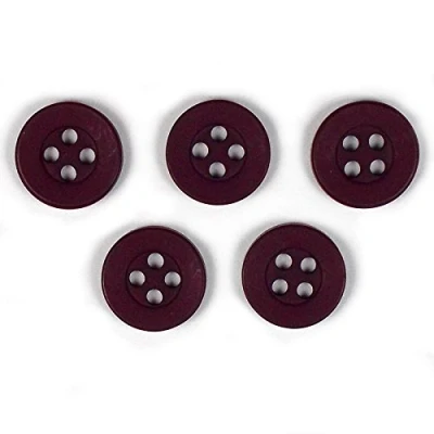 Image of Colour 4 Hole Round Shirt Buttons 11mm Wide Pack of 5 (Burgundy)
