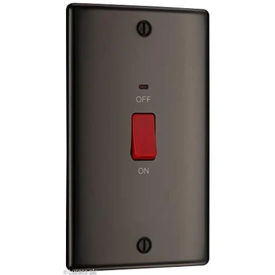 Image of BG Electrical Nbn72 Double Pole Large Cooker Control Unit With A Power Indicator, 45 Amp, Black Nickel